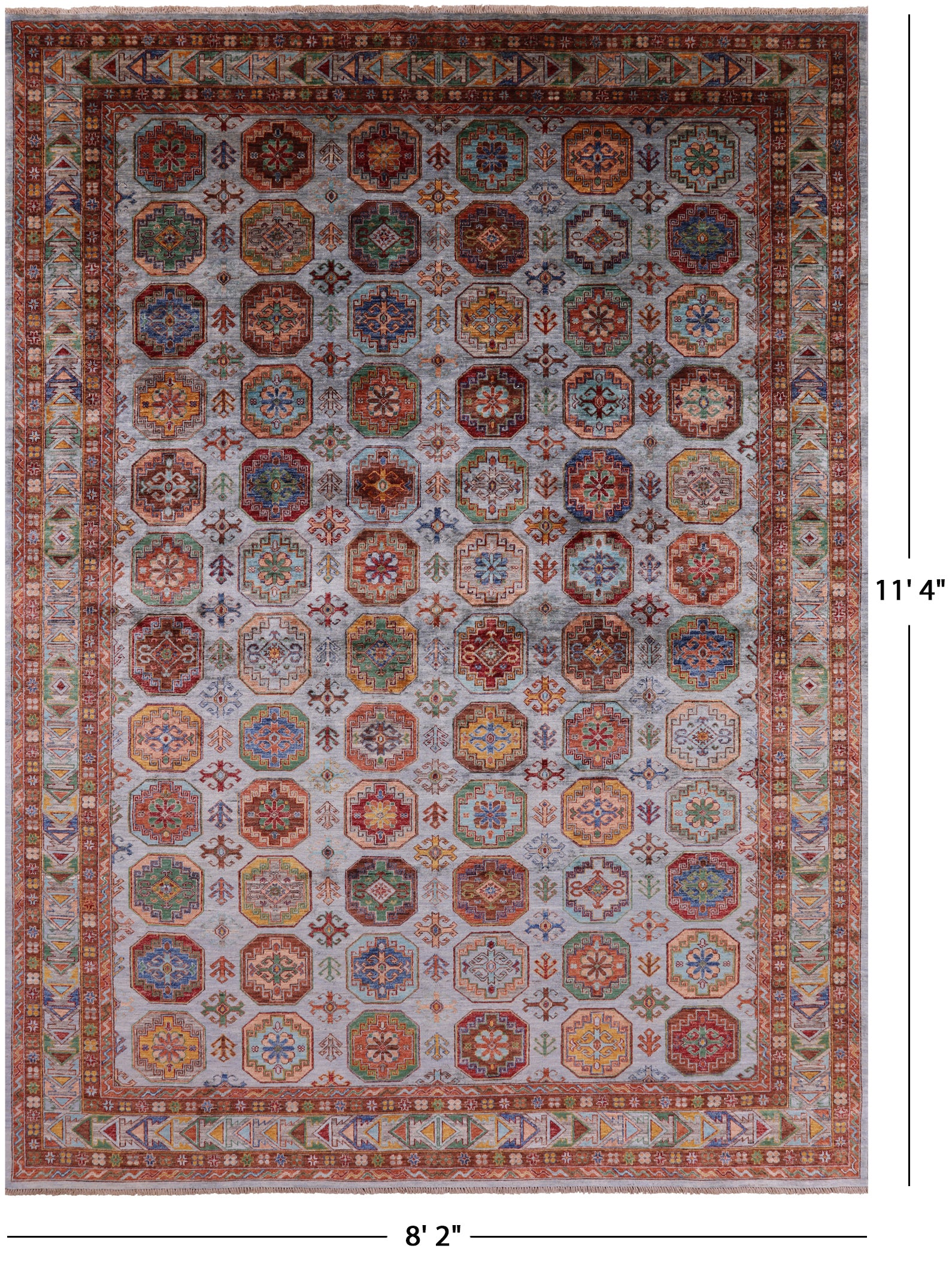 Turkmen Ersari Hand Knotted Wool Rug - 8' 2" X 11' 4" - Golden Nile