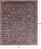 Grey Peshawar Hand Knotted Wool Rug - 8' 5" X 10' 2" - Golden Nile