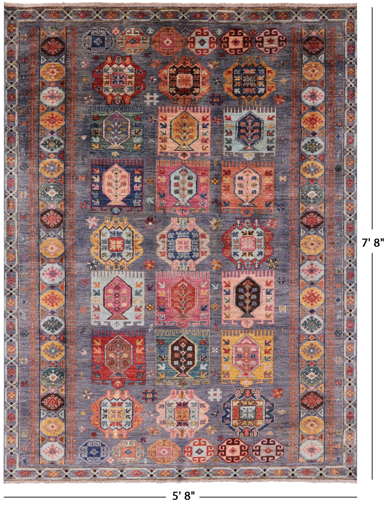 Tribal Persian Hand Knotted Wool Rug - 5' 8" X 7' 8" - Golden Nile