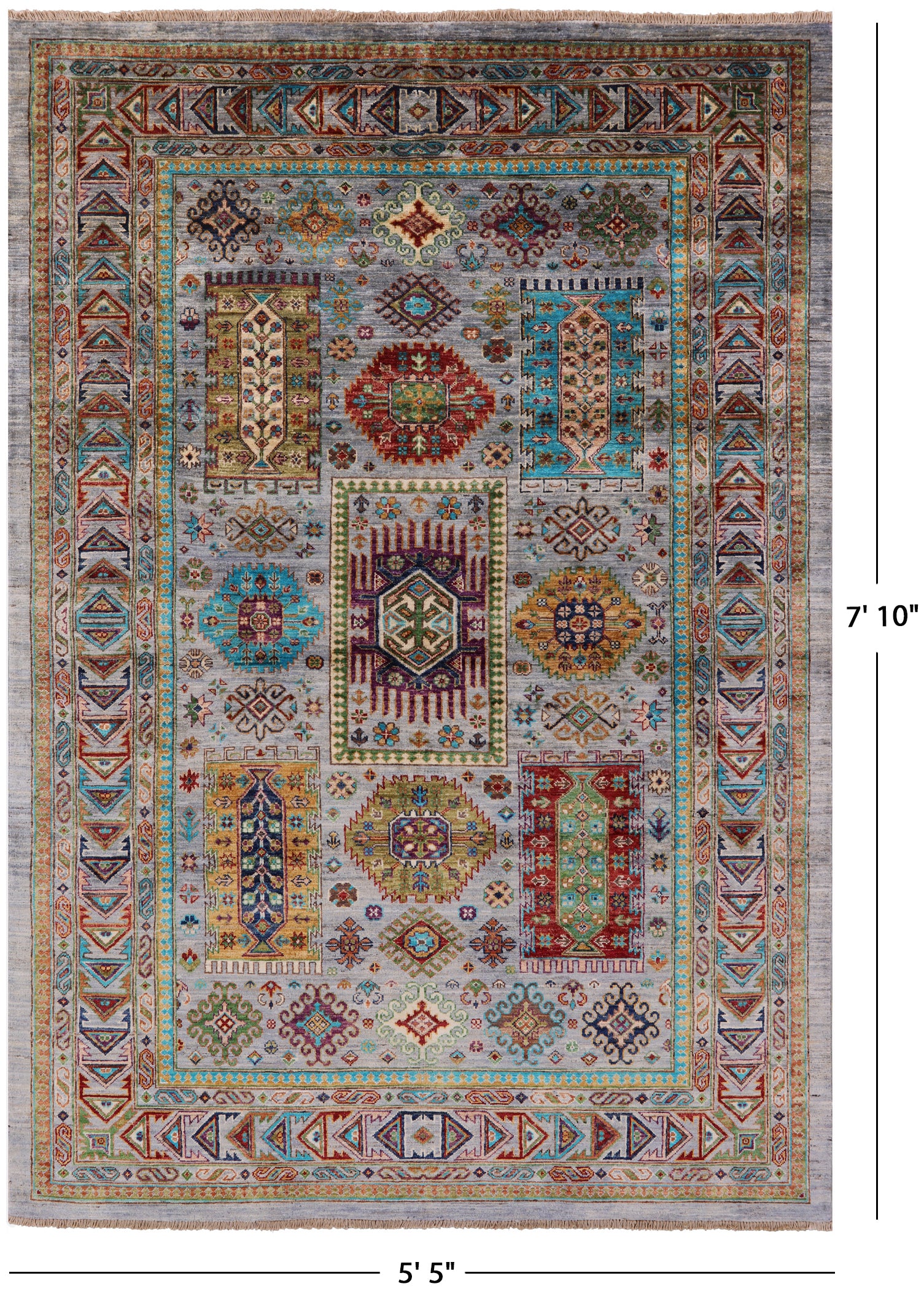 Turkmen Ersari Hand Knotted Wool Rug - 5' 5" X 7' 10" - Golden Nile