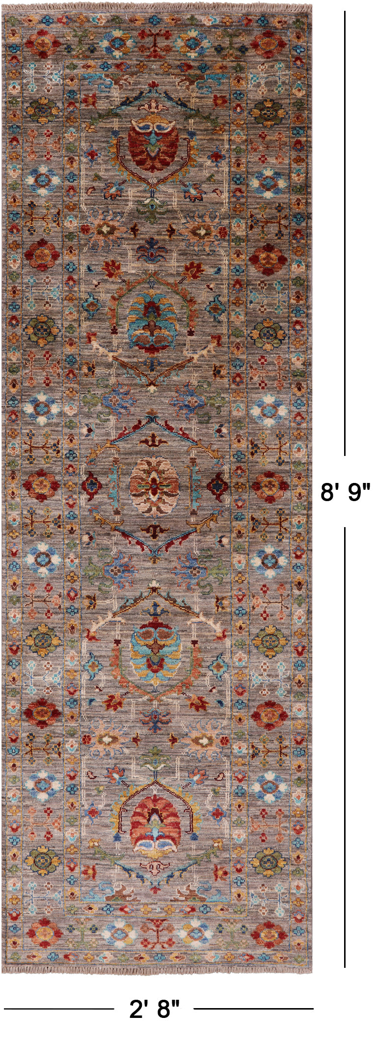 Peshawar Hand Knotted Wool Runner Rug - 2' 8" X 8' 9" - Golden Nile