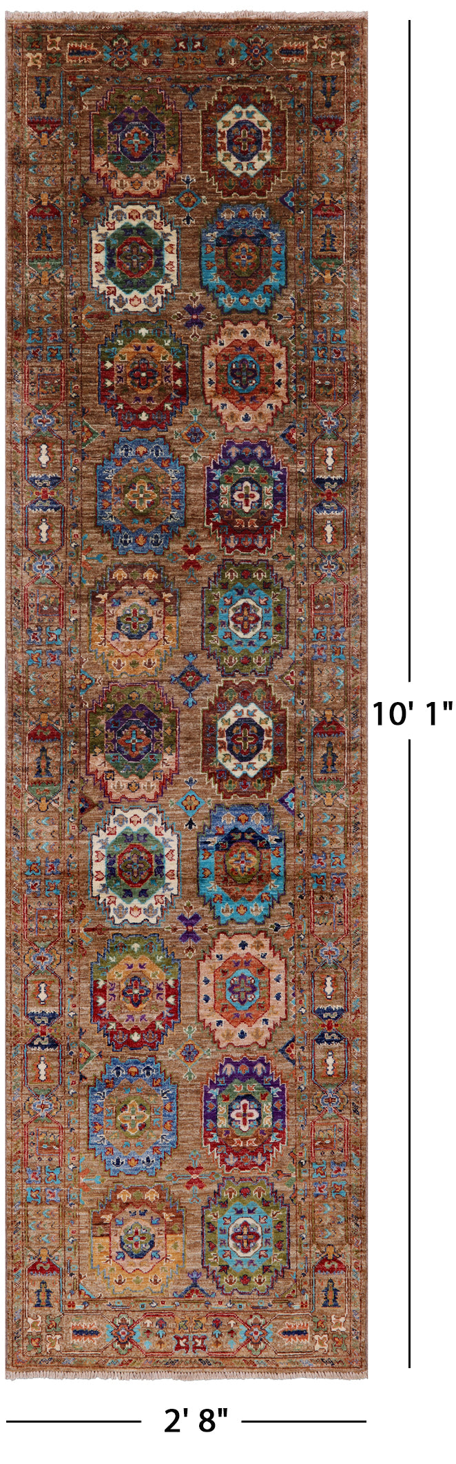 Turkmen Ersari Hand Knotted Wool Runner Rug - 2' 8" X 10' 1" - Golden Nile