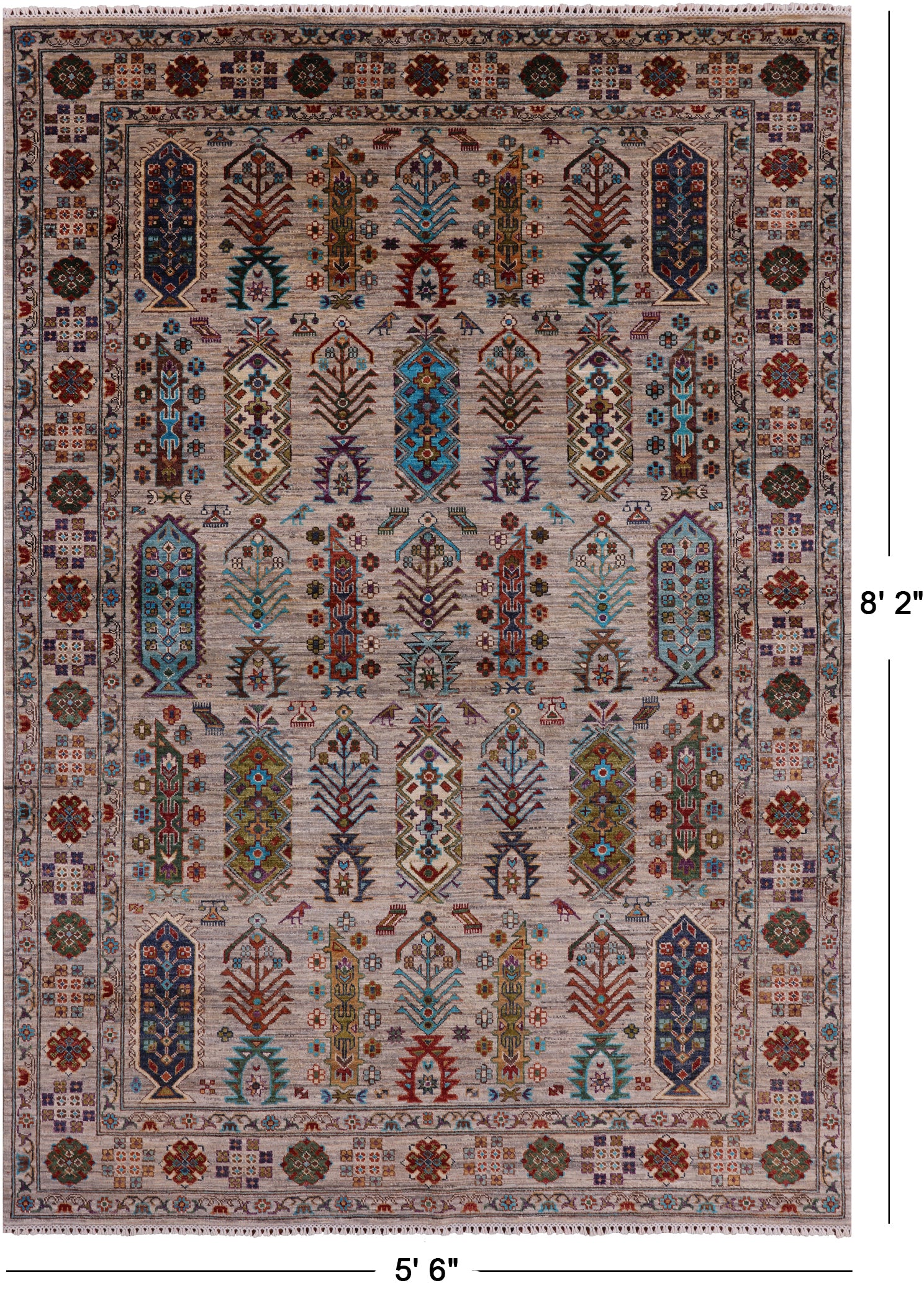 Turkmen Ersari Hand Knotted Wool Rug - 5' 6" X 8' 2" - Golden Nile