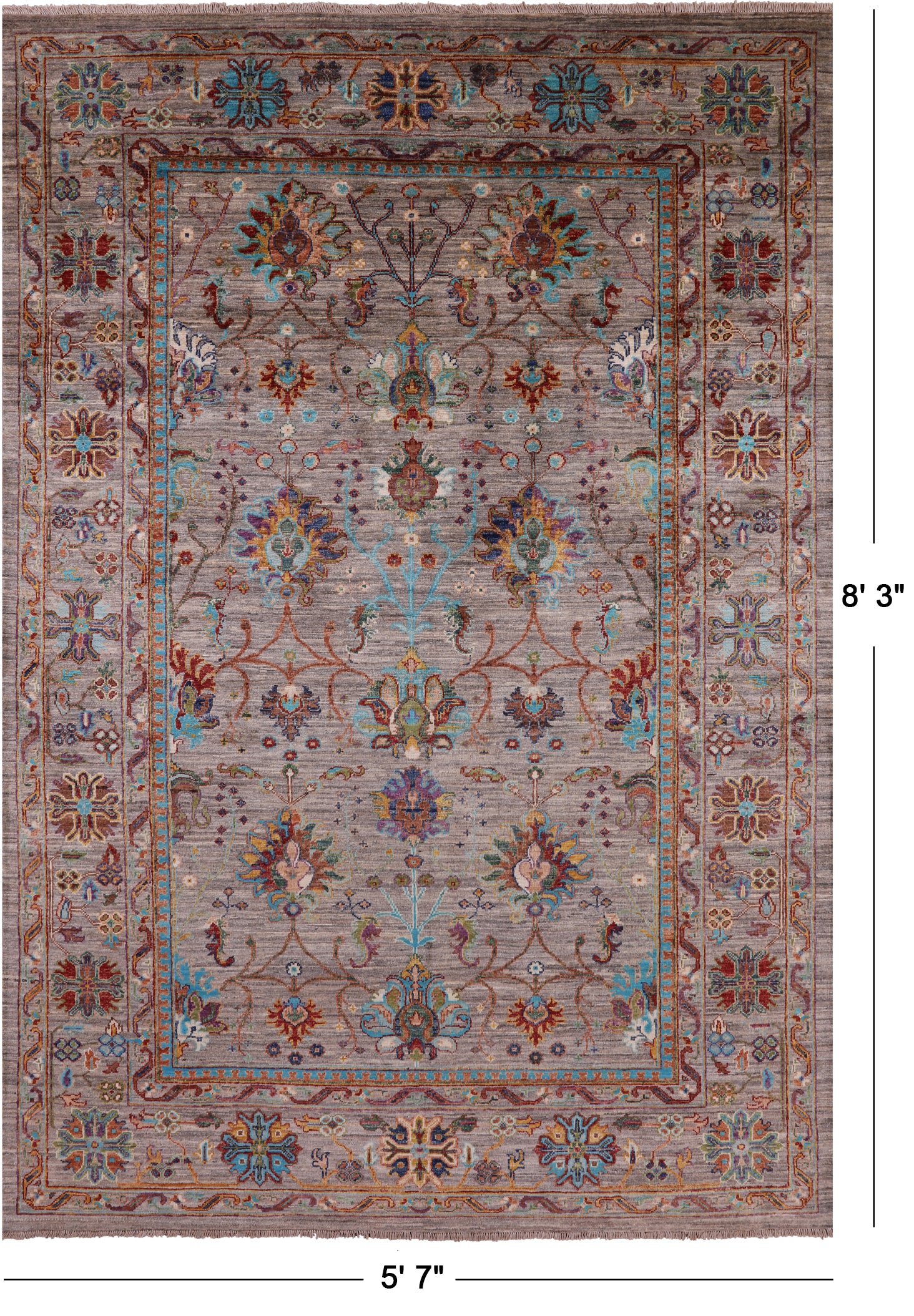 Peshawar Hand Knotted Wool Rug - 5' 7" X 8' 3" - Golden Nile
