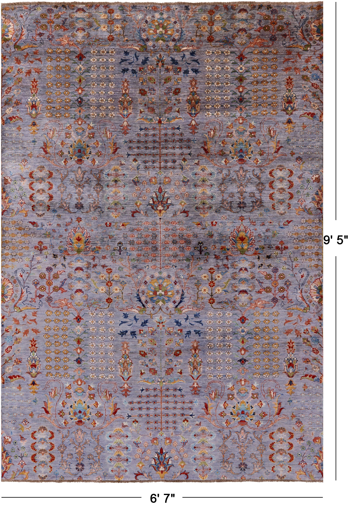 Grey Persian Tabriz Hand Knotted Wool Rug - 6' 7" X 9' 5" - Golden Nile