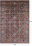 Grey Turkmen Ersari Hand Knotted Wool Rug - 6' 8" X 9' 9" - Golden Nile