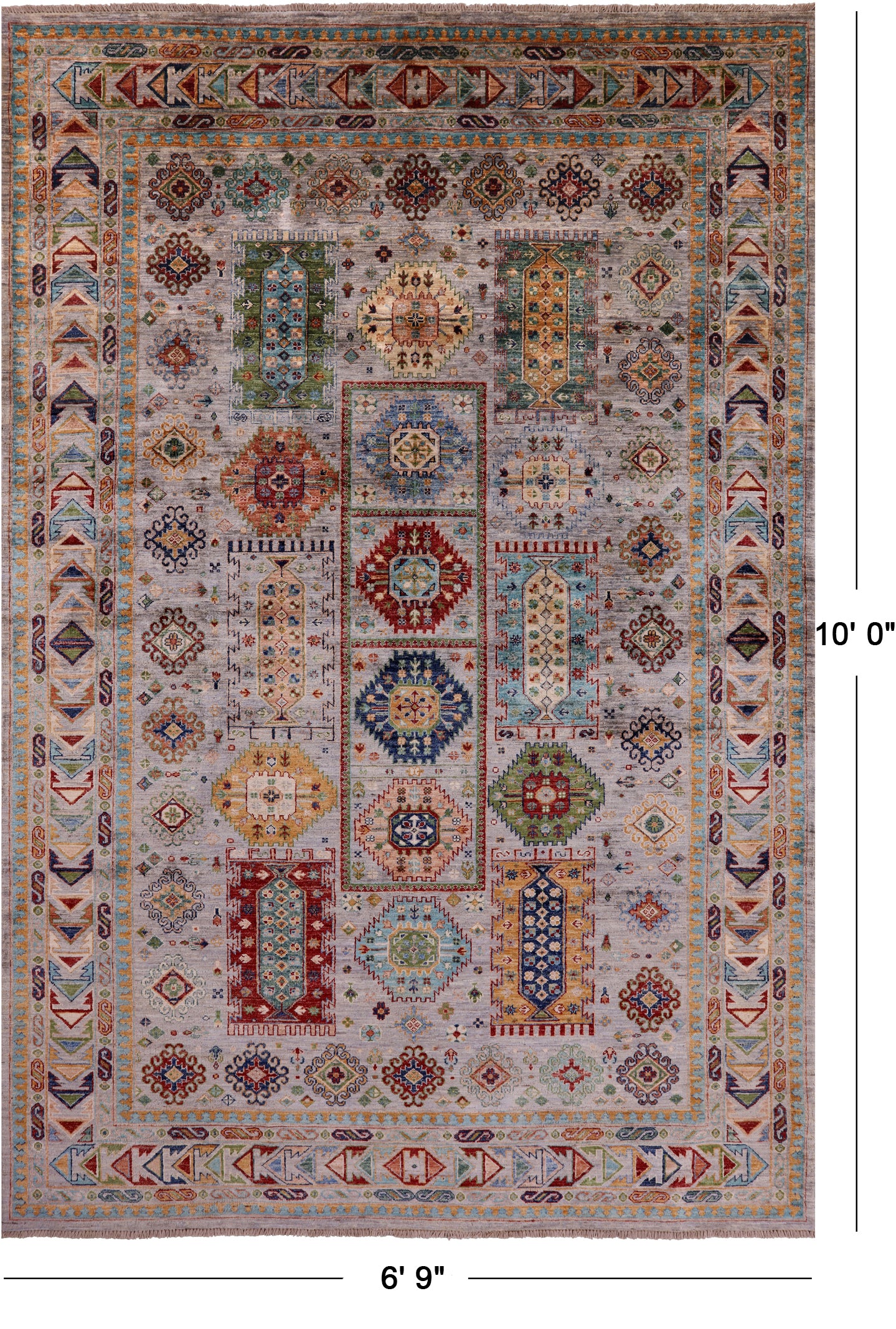 Turkmen Ersari Hand Knotted Wool Rug - 6' 9" X 10' 0" - Golden Nile