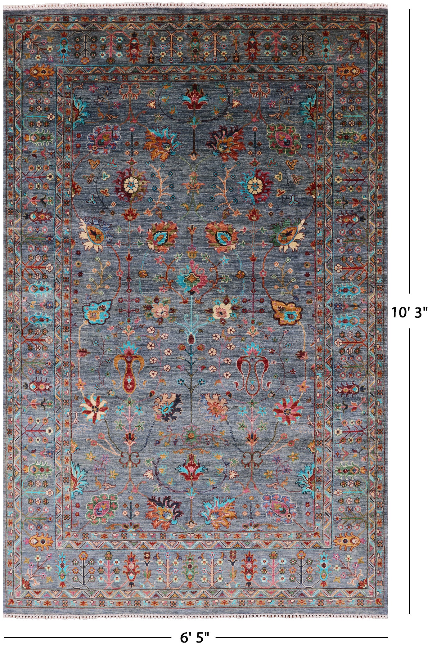 Peshawar Handmade Wool Rug - 6' 5" X 10' 3" - Golden Nile