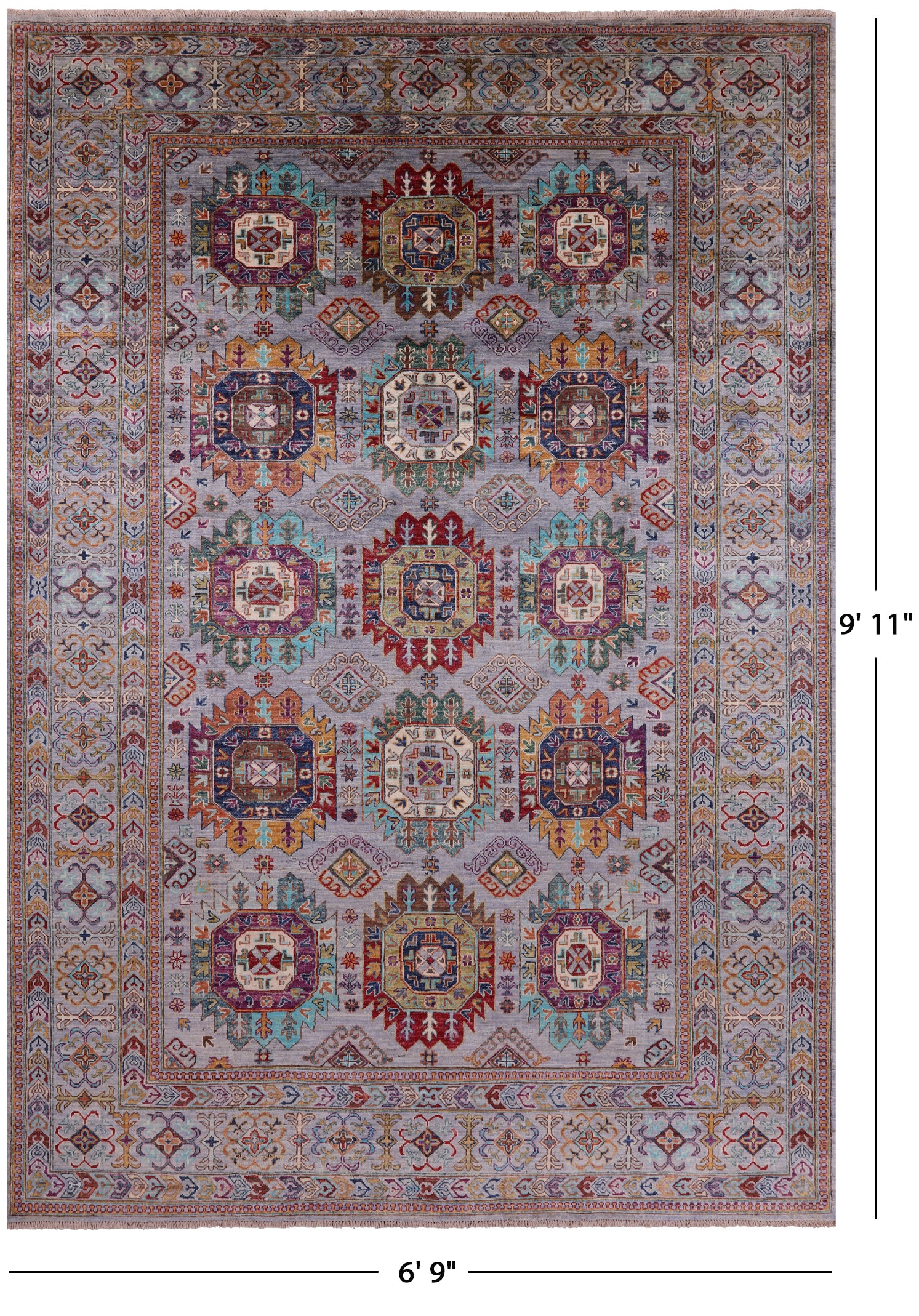 Turkmen Ersari Hand Knotted Wool Rug - 6' 9" X 9' 11" - Golden Nile
