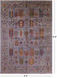 Grey Tribal Persian Hand Knotted Wool Rug - 6' 9" X 9' 8" - Golden Nile