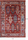 Red Persian Fine Serapi Hand Knotted Wool Rug - 7' 0" X 10' 2" - Golden Nile