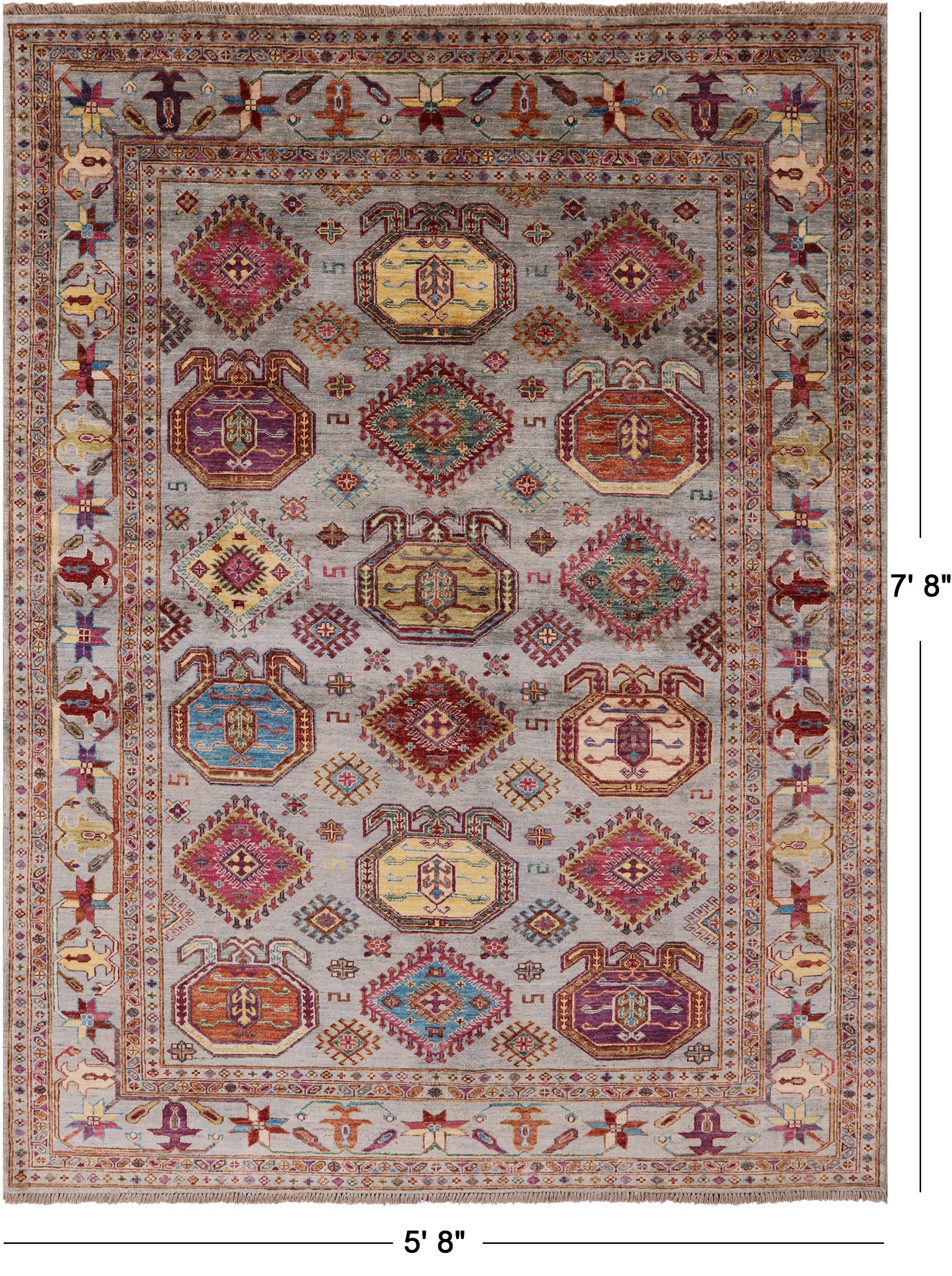 Turkmen Ersari Hand Knotted Wool Rug - 5' 8" X 7' 8" - Golden Nile