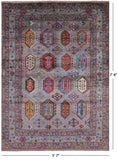 Grey Turkmen Ersari Hand Knotted Wool Rug - 5' 7" X 7' 8" - Golden Nile