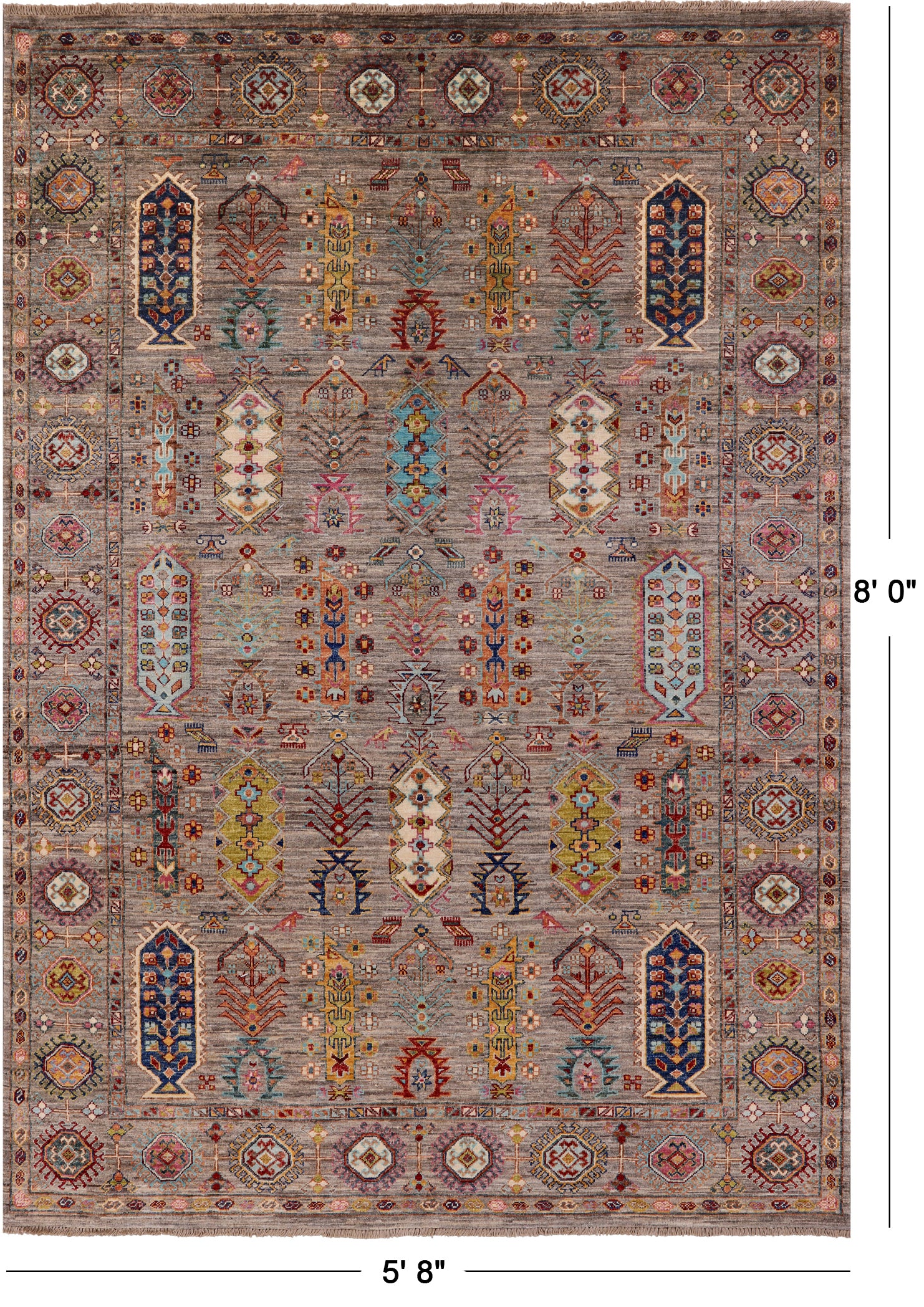 Turkmen Ersari Hand Knotted Wool Rug - 5' 8" X 8' 0" - Golden Nile