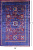 Purple Geometric Persian Mamluk Hand Knotted Wool Rug - 6' 6" X 10' 1" - Golden Nile