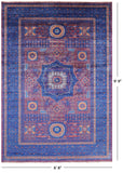 Purple Geometric Persian Mamluk Hand Knotted Wool Rug - 6' 8" X 9' 9" - Golden Nile