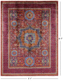 Red Geometric Persian Mamluk Hand Knotted Wool Rug - 5' 1" X 6' 7" - Golden Nile