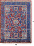 Red Geometric Persian Mamluk Hand Knotted Wool Rug - 3' 6" X 4' 9" - Golden Nile