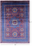 Purple Geometric Persian Mamluk Hand Knotted Wool Rug - 5' 8" X 8' 1" - Golden Nile
