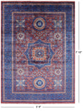 Red Geometric Persian Mamluk Hand Knotted Wool Rug - 5' 9" X 7' 10" - Golden Nile