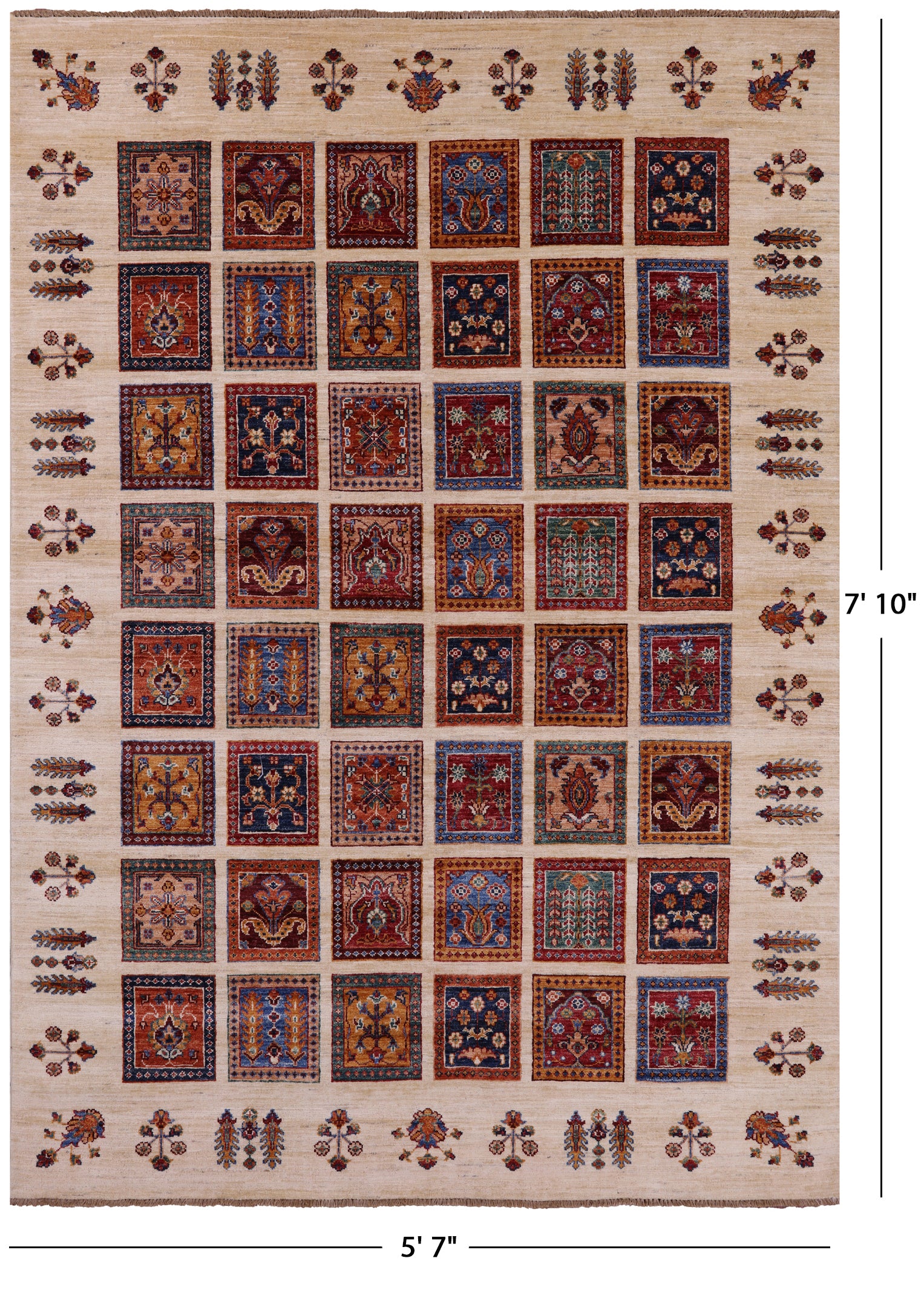 Ivory Garden Design Persian Handmade Wool Rug - 5' 7" X 7' 10" - Golden Nile