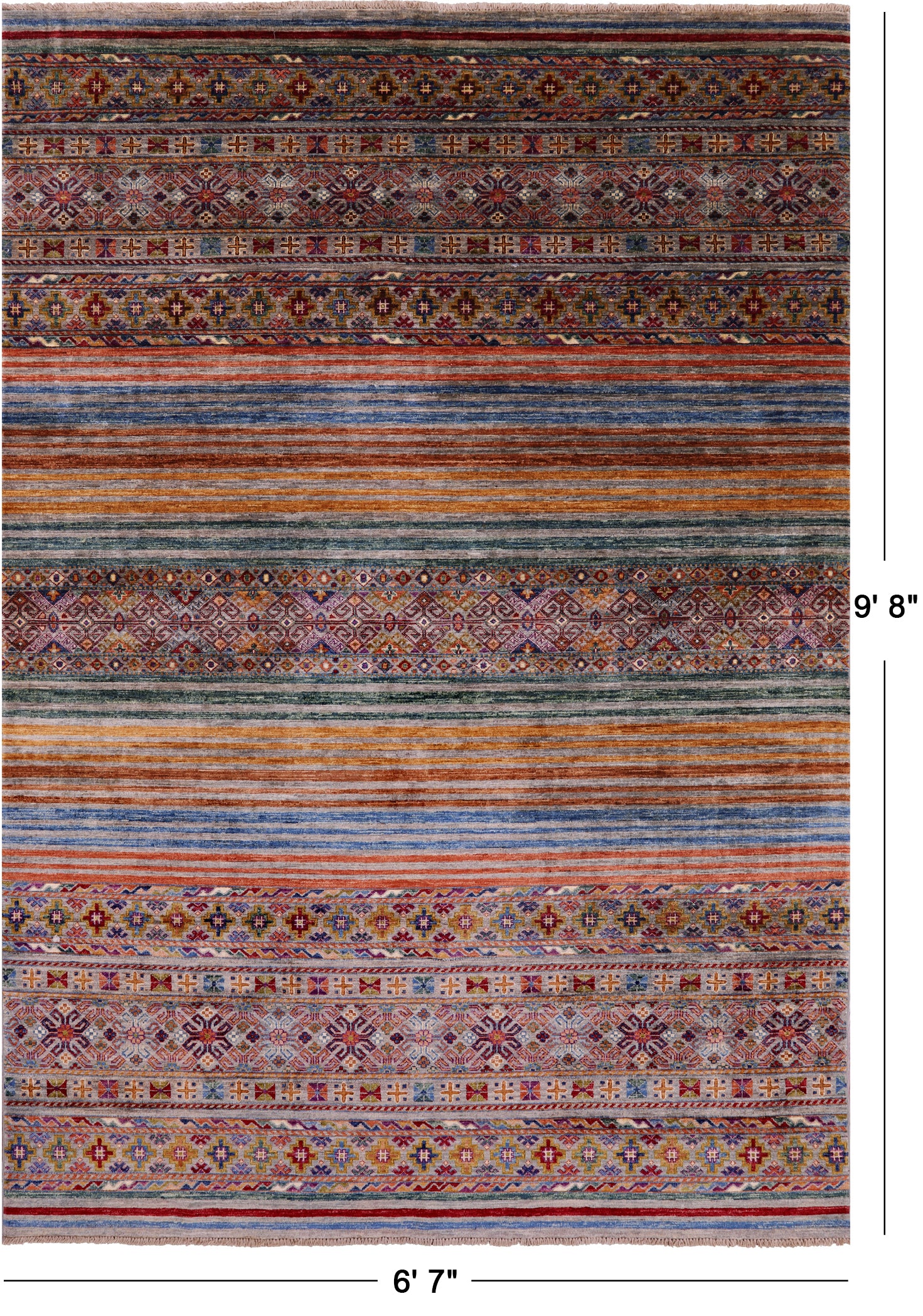 Khorjin Persian Gabbeh Hand Knotted Wool Rug - 6' 7" X 9' 8" - Golden Nile