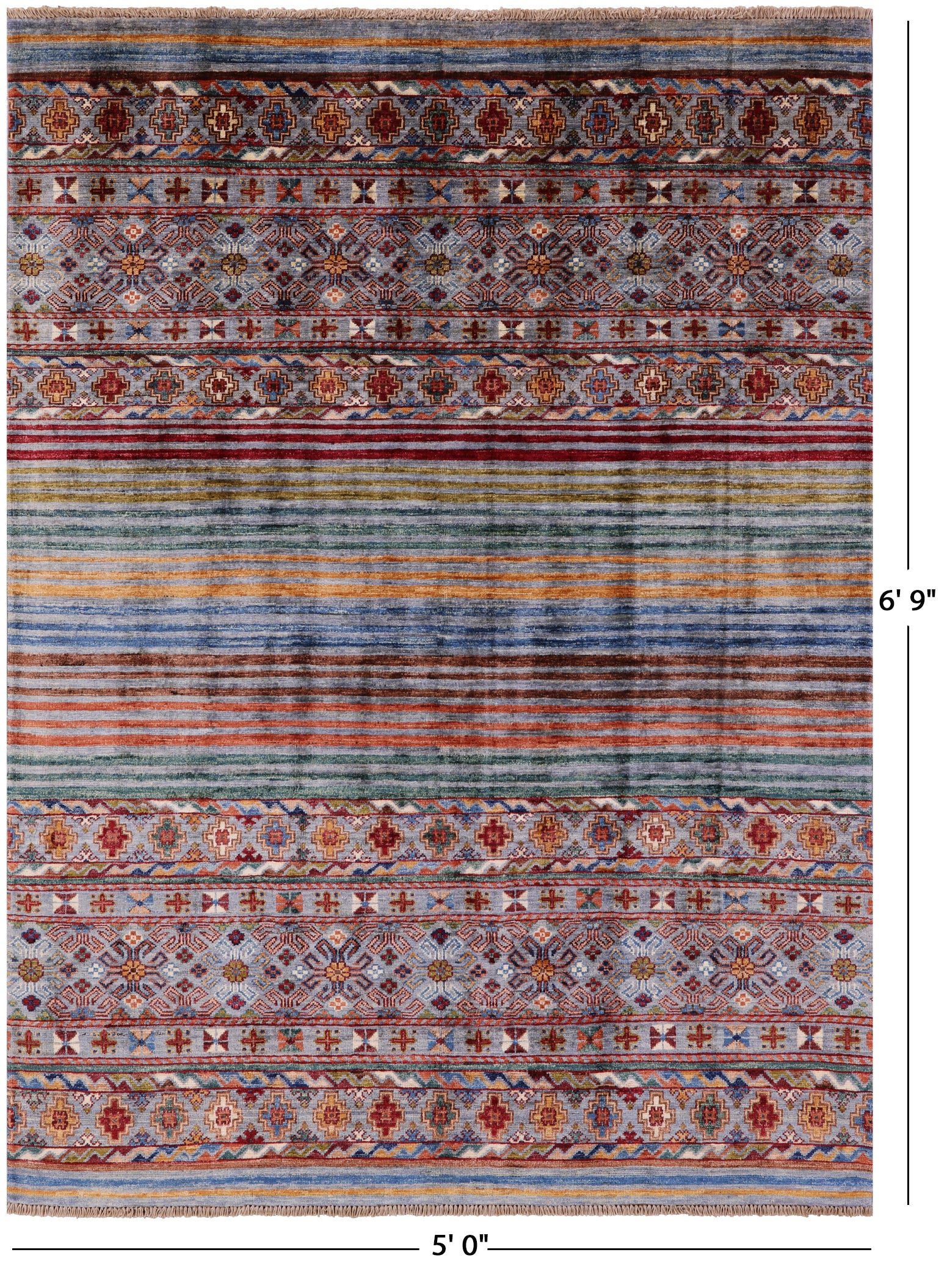 Khorjin Persian Gabbeh Hand Knotted Wool Rug - 5' 0" X 6' 9" - Golden Nile