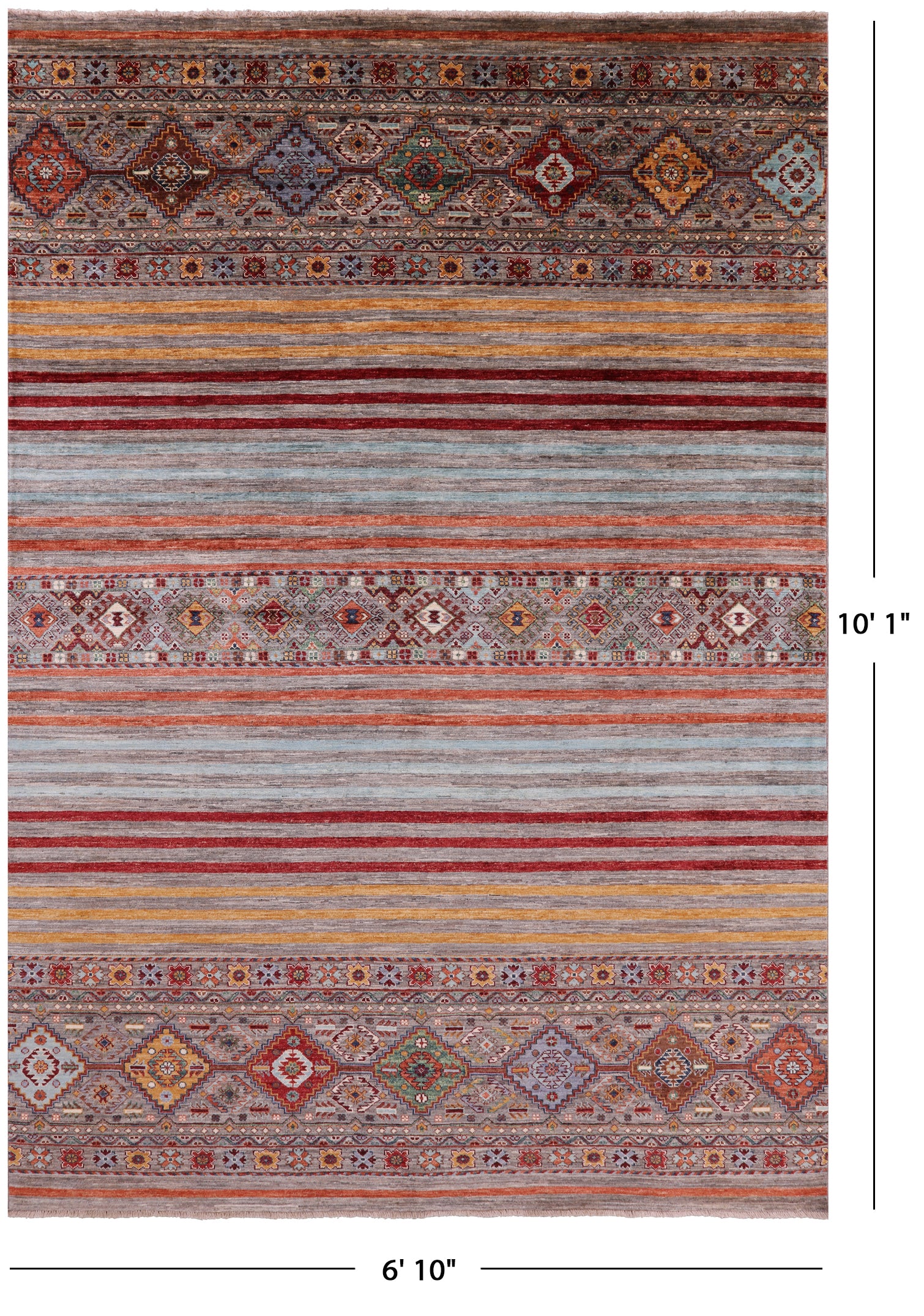 Khorjin Persian Gabbeh Hand Knotted Wool Rug - 6' 10" X 10' 1" - Golden Nile