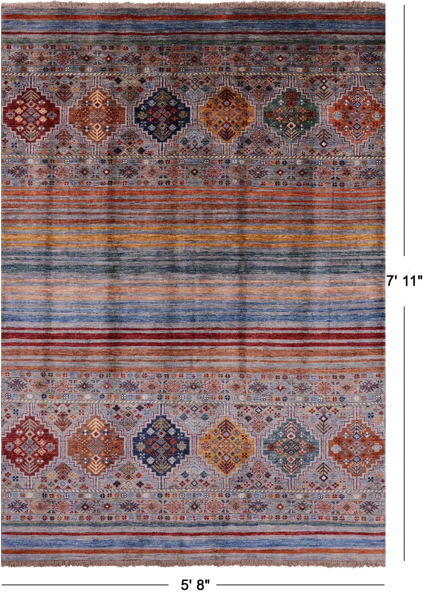 Khorjin Persian Gabbeh Hand Knotted Wool Rug - 5' 8" X 7' 11" - Golden Nile