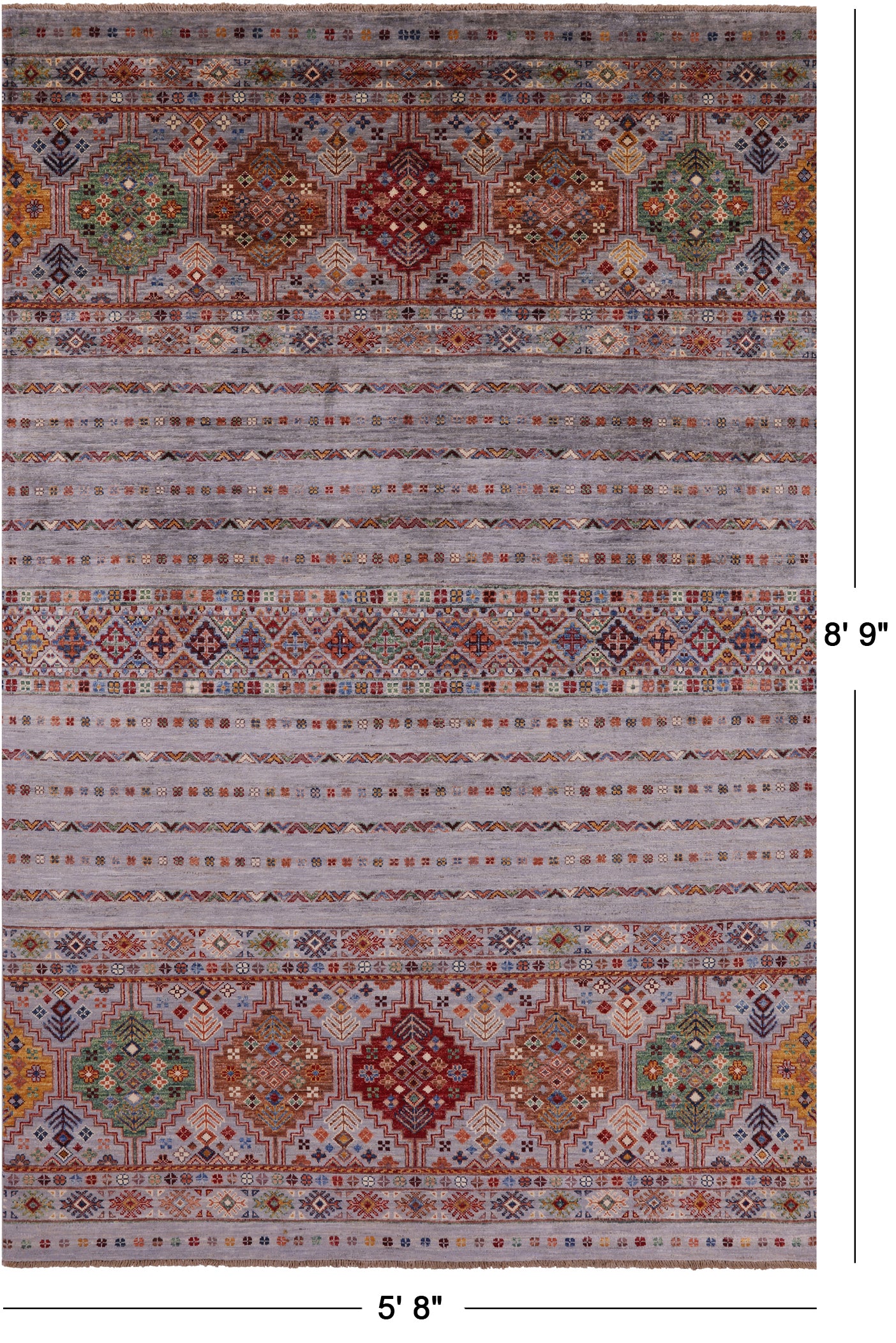 Khorjin Persian Gabbeh Hand Knotted Wool Rug - 5' 8" X 8' 9" - Golden Nile