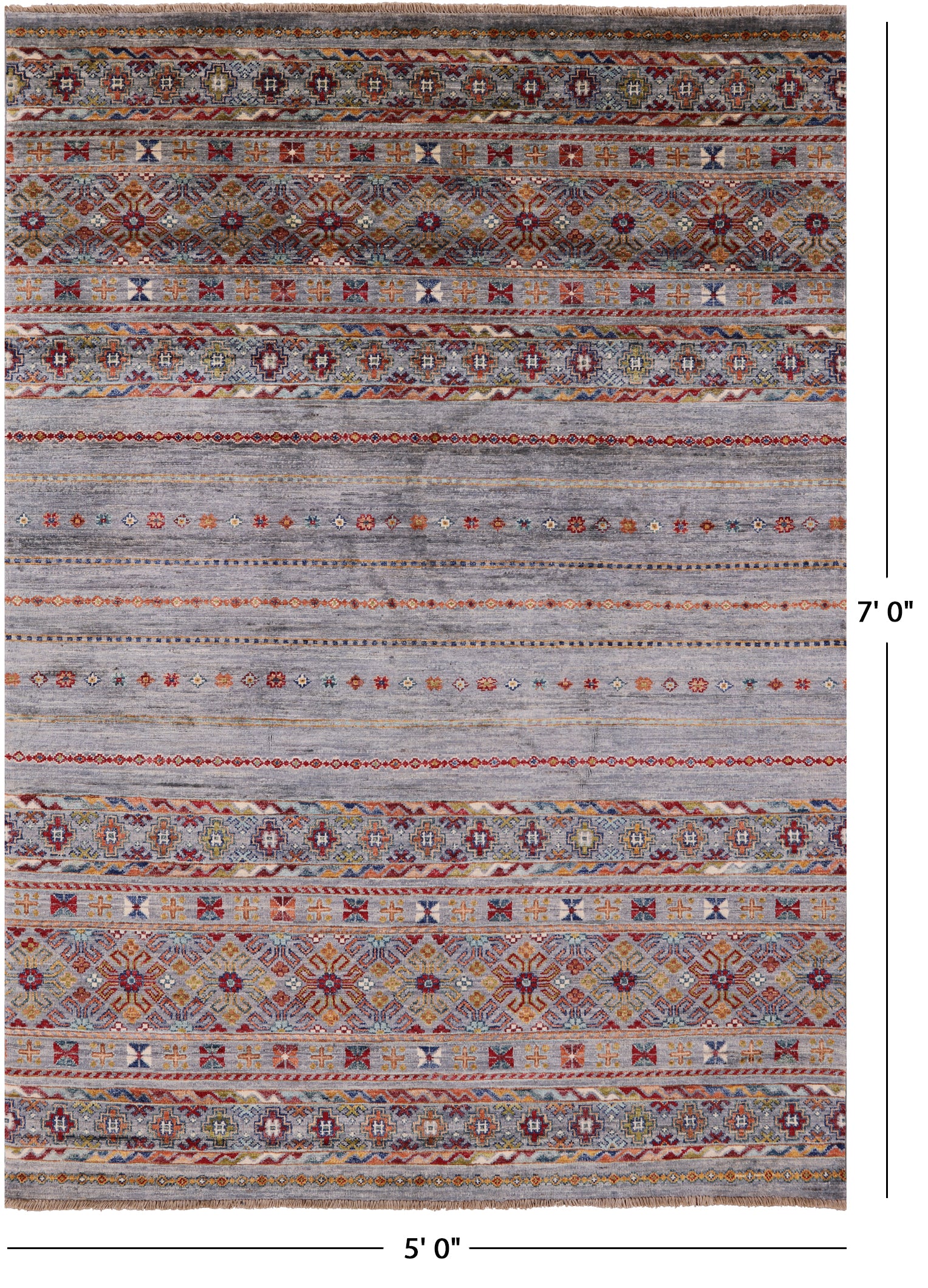 Khorjin Persian Gabbeh Hand Knotted Wool Rug - 5' 0" X 7' 0" - Golden Nile