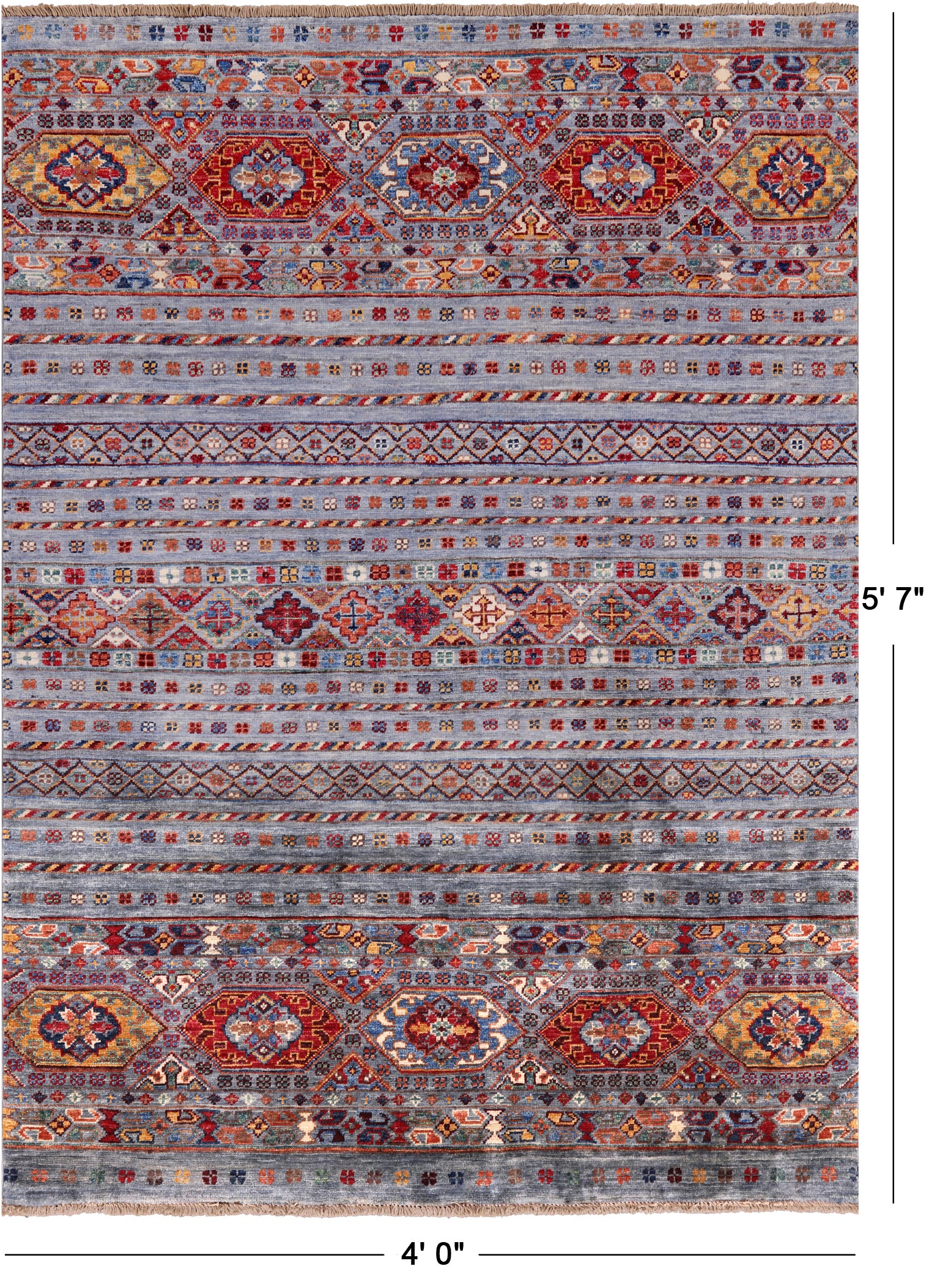 Khorjin Persian Gabbeh Handmade Wool Rug - 4' 0" X 5' 7" - Golden Nile