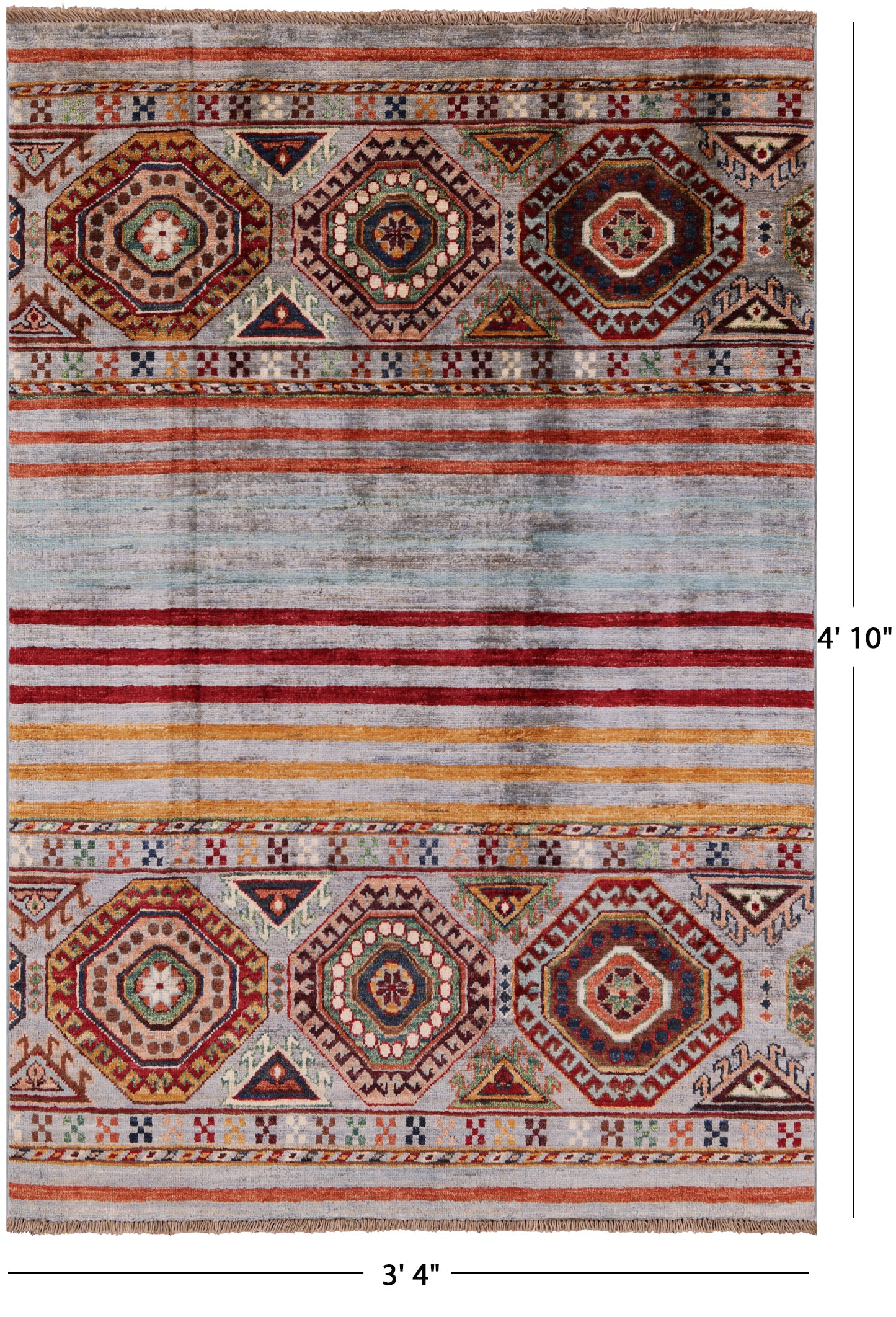 Khorjin Persian Gabbeh Handmade Wool Rug - 3' 4" X 4' 10" - Golden Nile