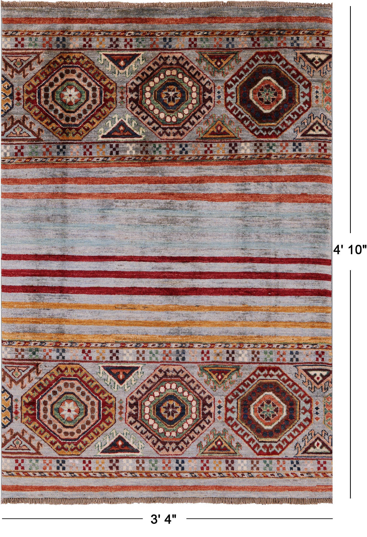 Khorjin Persian Gabbeh Hand Knotted Wool Rug - 3' 4" X 4' 10" - Golden Nile