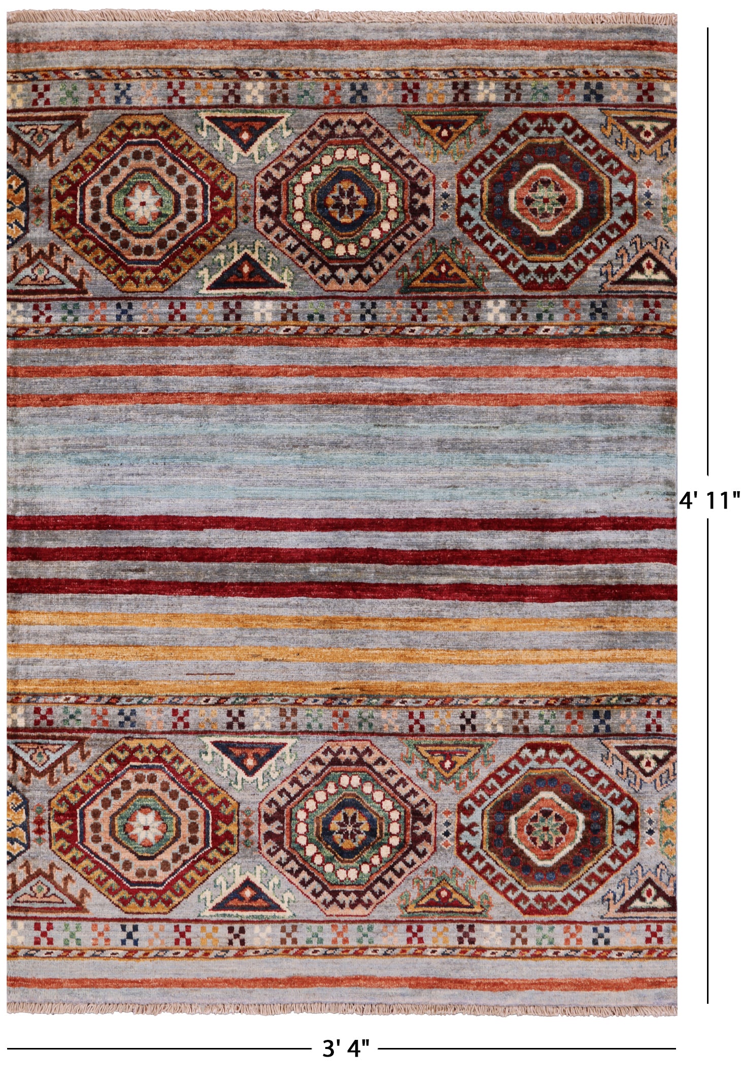 Khorjin Persian Gabbeh Hand Knotted Wool Rug - 3' 4" X 4' 11" - Golden Nile