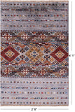Grey Khorjin Persian Gabbeh Handmade Wool Rug - 2' 8" X 4' 1" - Golden Nile