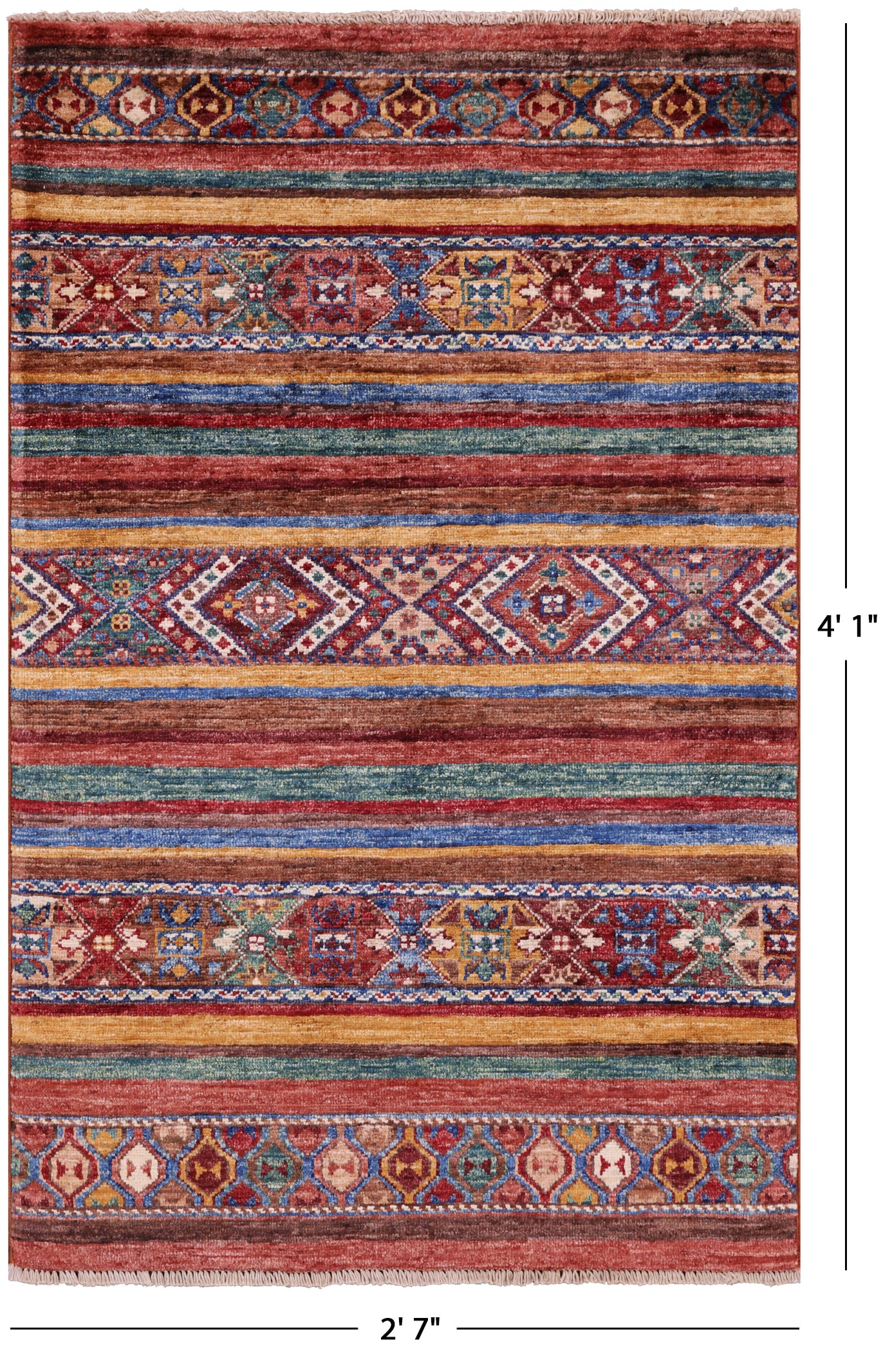 Khorjin Persian Gabbeh Handmade Wool Rug - 2' 7" X 4' 1" - Golden Nile