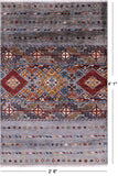 Grey Khorjin Persian Gabbeh Hand Knotted Wool Rug - 2' 8" X 4' 1" - Golden Nile