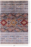 Grey Khorjin Persian Gabbeh Hand Knotted Wool Rug - 2' 9" X 4' 1" - Golden Nile