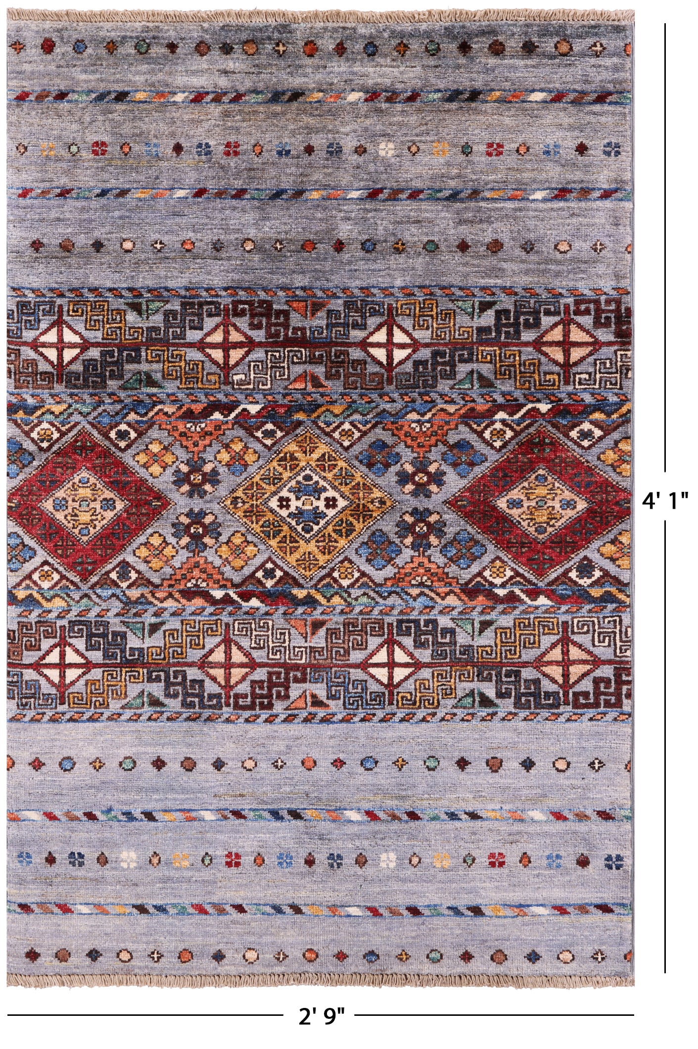 Grey Khorjin Persian Gabbeh Hand Knotted Wool Rug - 2' 9" X 4' 1" - Golden Nile