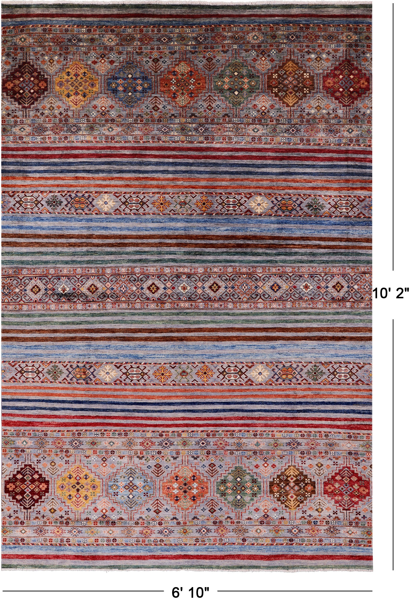 Khorjin Persian Gabbeh Hand Knotted Wool Rug - 6' 10" X 10' 2" - Golden Nile