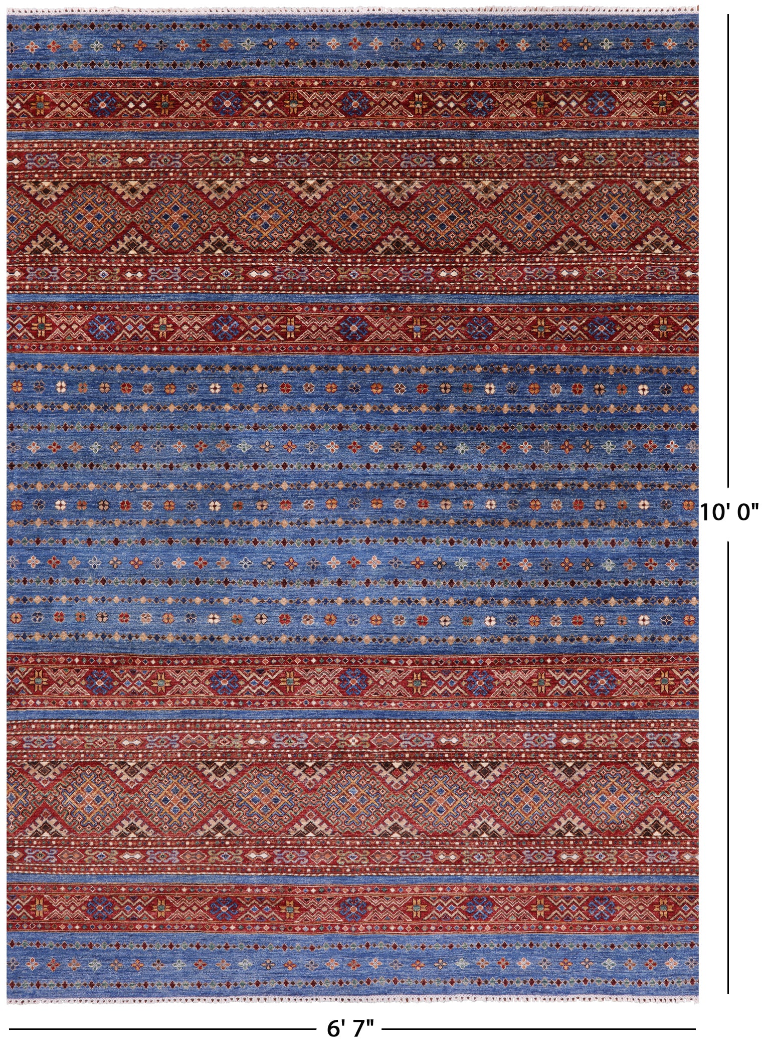 Blue Khorjin Persian Gabbeh Handmade Wool Rug - 6' 7" X 10' 0" - Golden Nile