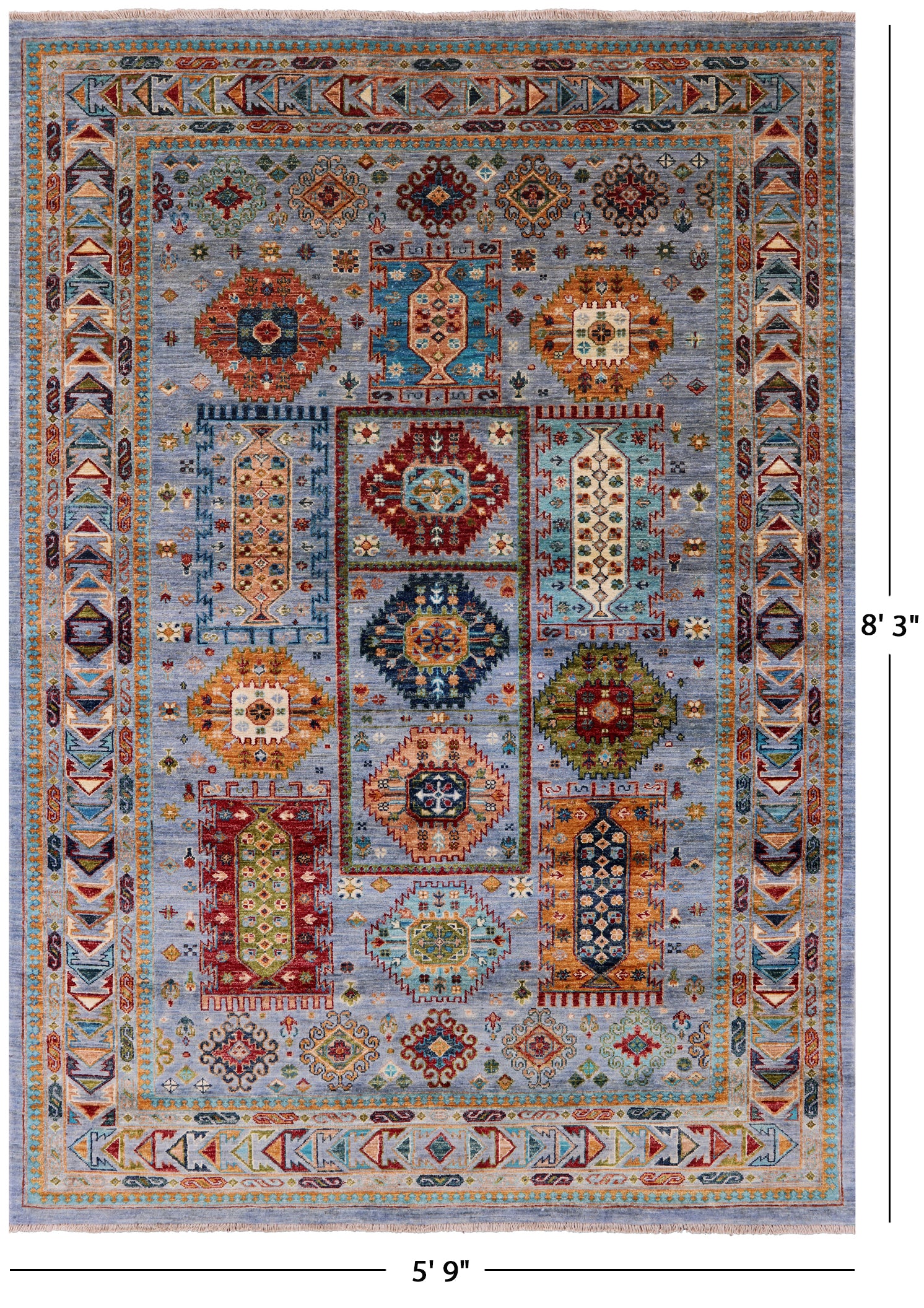 Turkmen Ersari Hand Knotted Wool Rug - 5' 9" X 8' 3" - Golden Nile