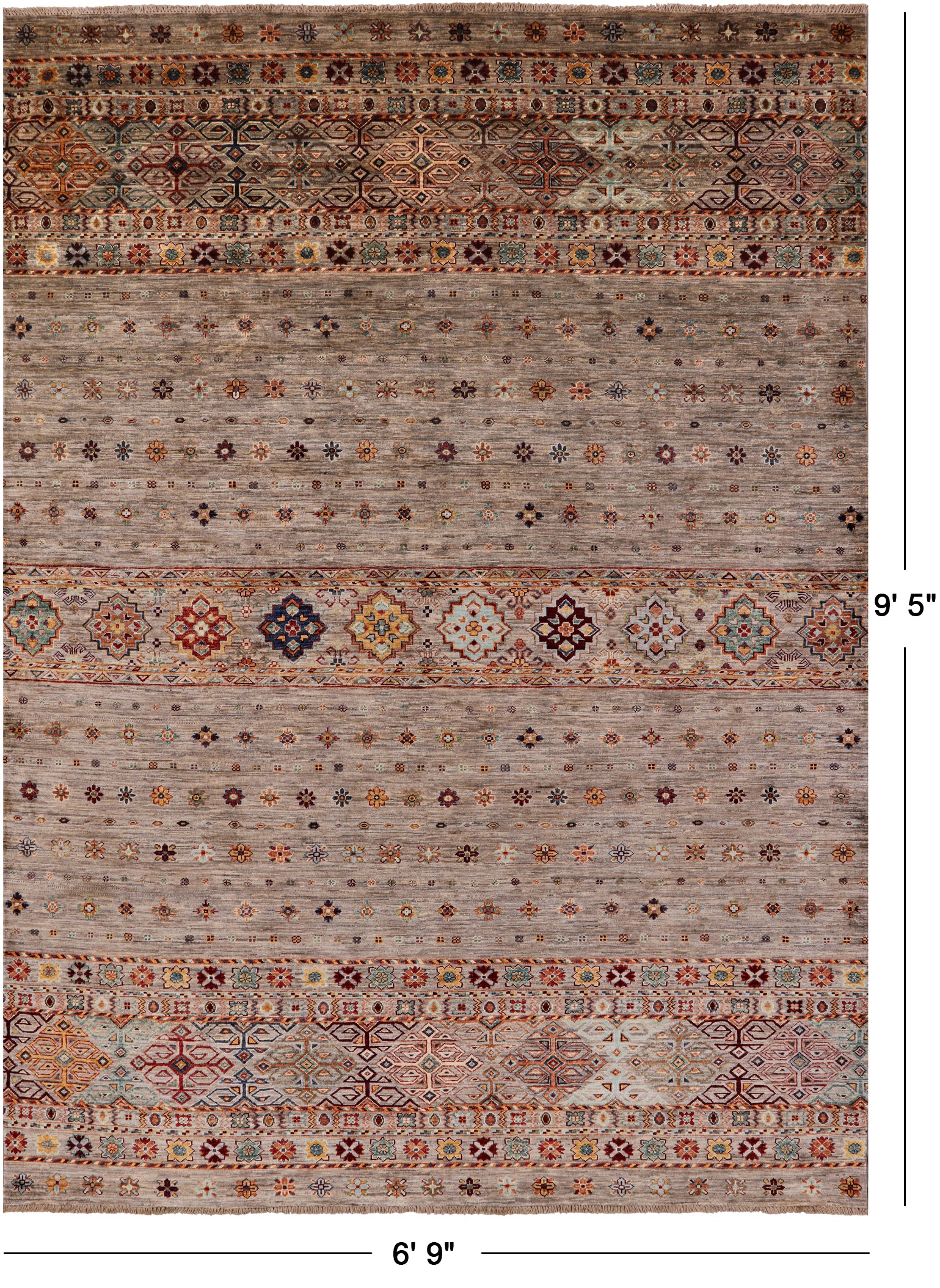 Khorjin Persian Gabbeh Hand Knotted Wool Rug - 6' 9" X 9' 5" - Golden Nile