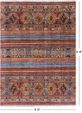 Khorjin Persian Gabbeh Hand Knotted Wool Rug - 4' 2" X 5' 8" - Golden Nile