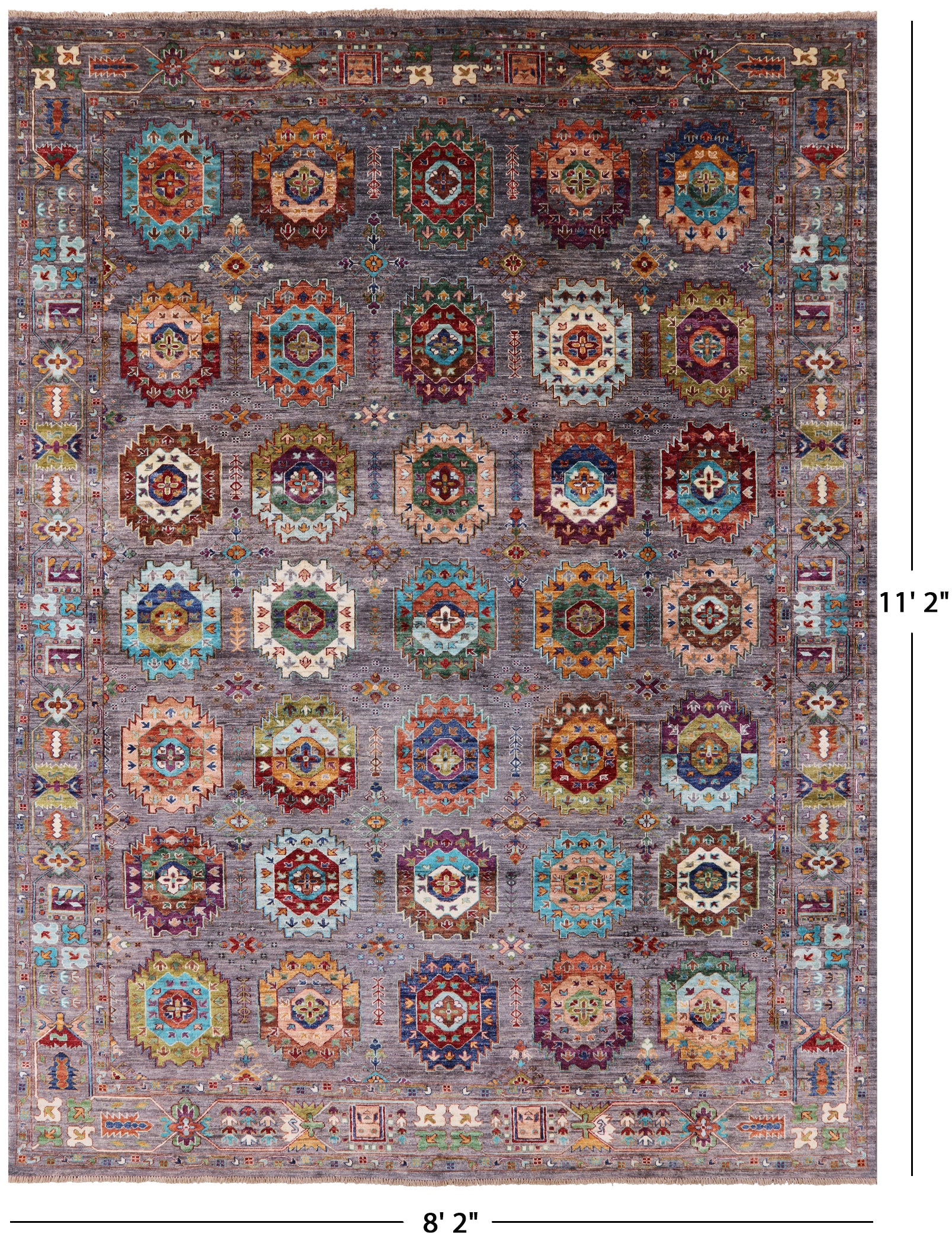 Turkmen Ersari Hand Knotted Wool Rug - 8' 2" X 11' 2" - Golden Nile