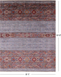 Grey Khorjin Persian Gabbeh Handmade Wool Rug - 8' 1" X 10' 0" - Golden Nile