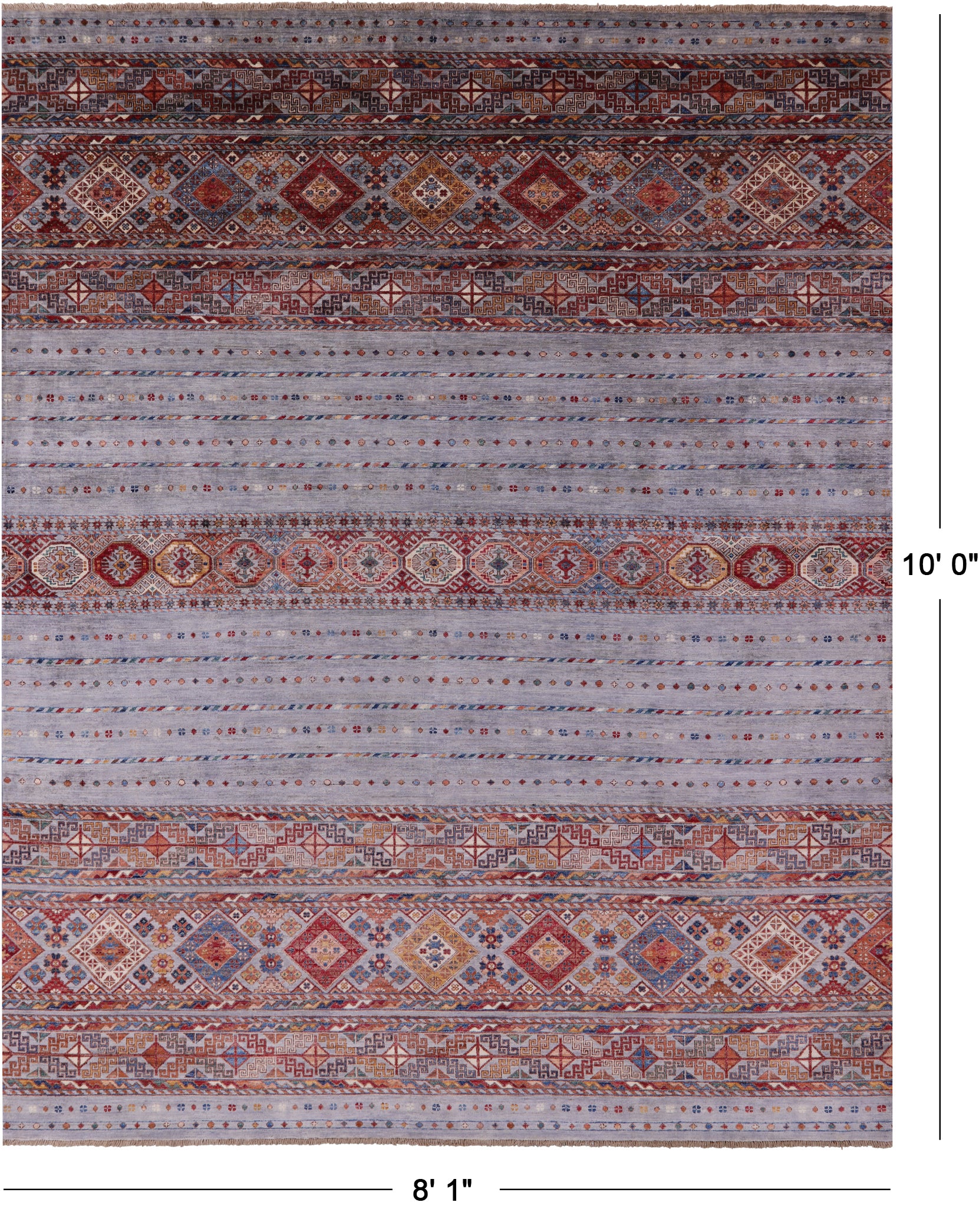 Grey Khorjin Persian Gabbeh Handmade Wool Rug - 8' 1" X 10' 0" - Golden Nile