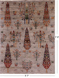 Tribal Persian Gabbeh Hand Knotted Wool Rug - 5' 7" X 7' 5" - Golden Nile