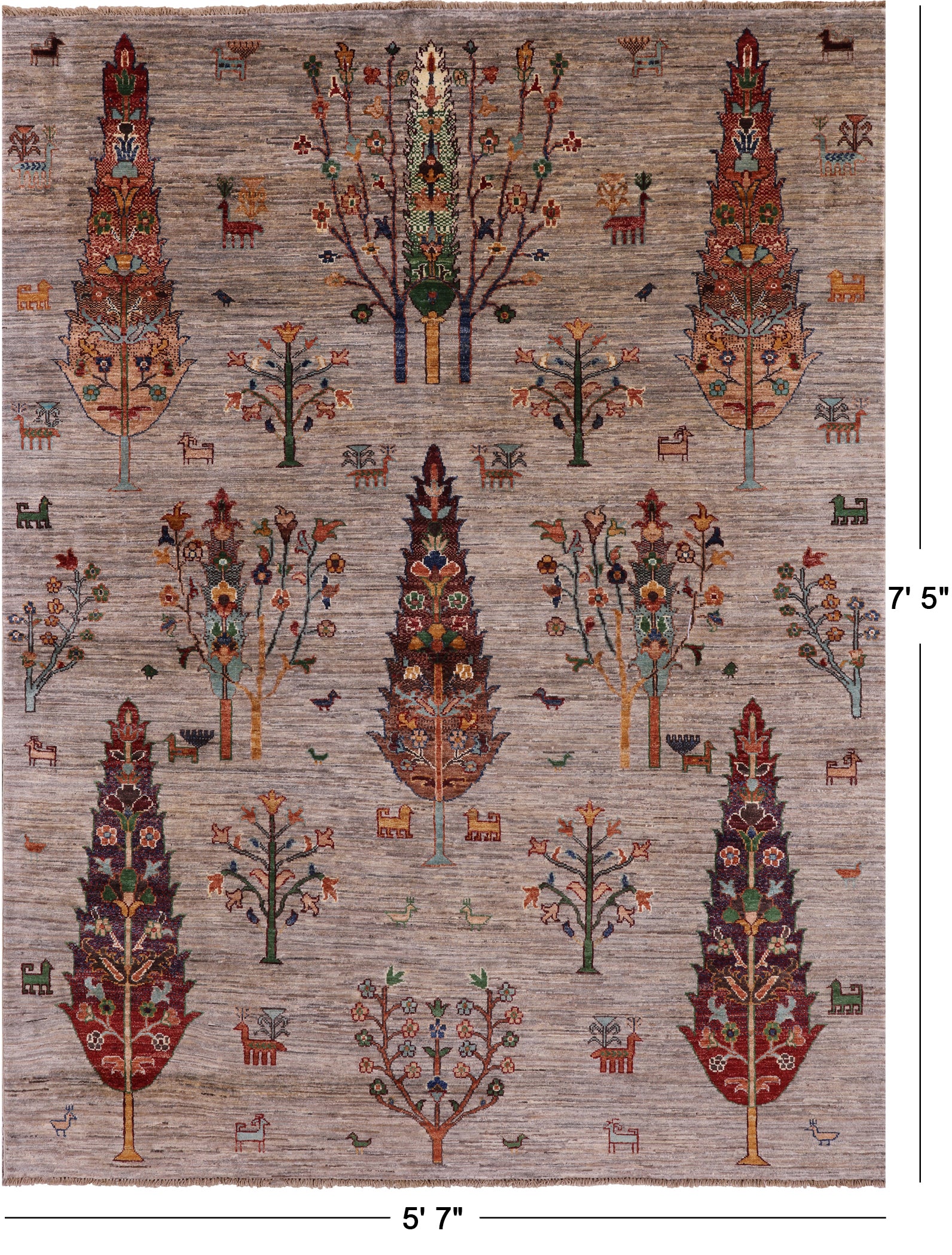 Tribal Persian Gabbeh Hand Knotted Wool Rug - 5' 7" X 7' 5" - Golden Nile